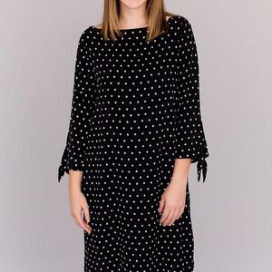 Tahari ASL Black and White Polka Dot / Romb 3/4  Sleeve Dress